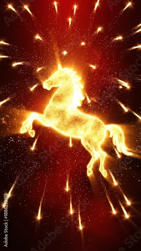 Vibrant fireworks exploding in the night sky with bright sparks