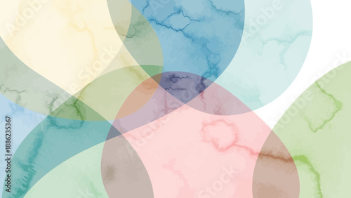 Abstract watercolor circles in soft pastel shades overlapping to create a harmonious and calming artistic background design perfect for creative projects