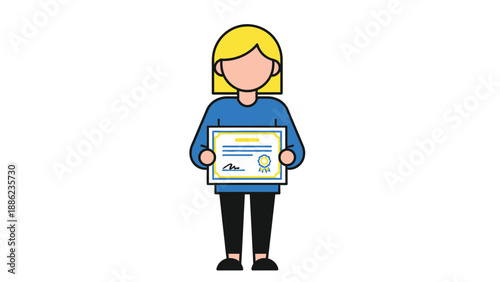 Award Recipient Illustration: Woman Holding Diploma/Certificate