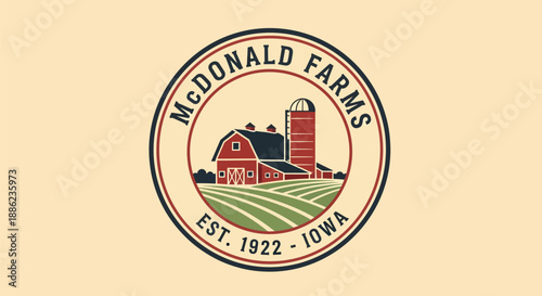 Vintage McDonald Farms Logo with Barn and Silo.