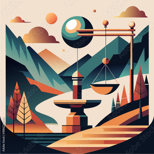vector abstract composition using organic, irregular shapes