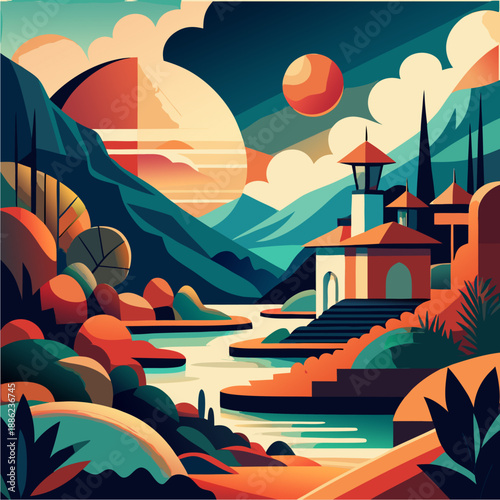 vector abstract composition using organic, irregular shapes
