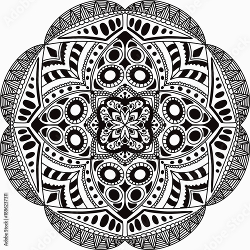 Seamless mandala vector pattern with decorative and symmetrical textile texture.
Fully editable and scalable vector design suitable for fashion fabric, clothing, sweaters, scarves, blankets, home deco