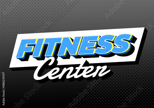 Bold retro style text reading Fitness Center on gradient background.