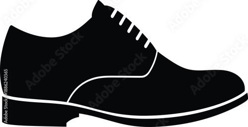 Black men formal shoe silhouette vector illustration isolated on white background for business fashion and wedding classic footwear design.
