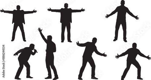Black Solid Dynamic Motivational Speaker Silhouettes Set of Six