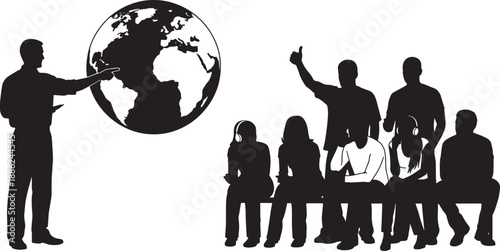 Black Solid Diversity Training Silhouettes Set of Six on White Background