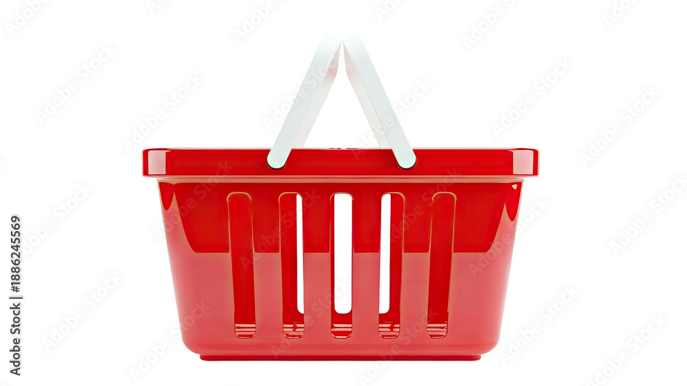 Fototapeta premium Red Shopping Basket with White Handles