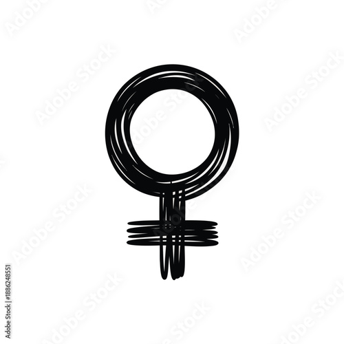 Black female gender symbol on white background