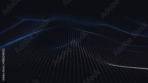 Abstract blue wave data landscape flowing particles futuristic digital sound motion background