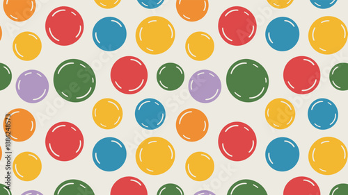 Abstract bubble circles pattern with glossy highlights in bright primary colors for wrapping