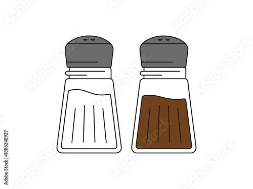 Salt and pepper shakers on white background