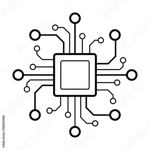 Processor chip vector icon for graphic design, logo, web site, social media, mobile app, ui illustration