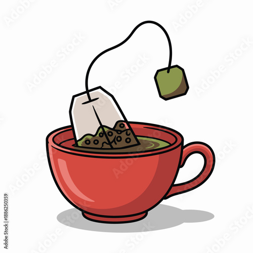 Steaming hot tea in a red cup