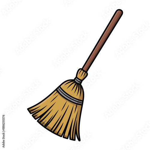 Broom on white background