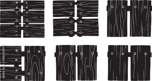 Wooden Fence Panels with Various Grain Patterns and Textures