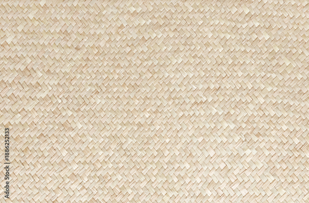 Fototapeta premium Reed weaving mat texture background with vintage style.