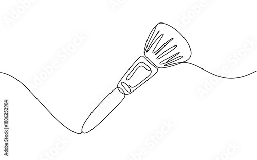 Single Line Art of a Cosmetic Powder Brush for Makeup and Beauty Design