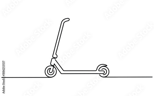 Minimalist continuous line drawing of a modern electric scooter