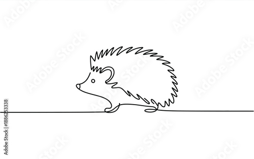 Simple Minimalist One Line Drawing of a Hedgehog Spiky Animal