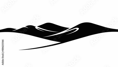 Stylized Silhouette of Desert Sand Dunes Under a Clear Sky.