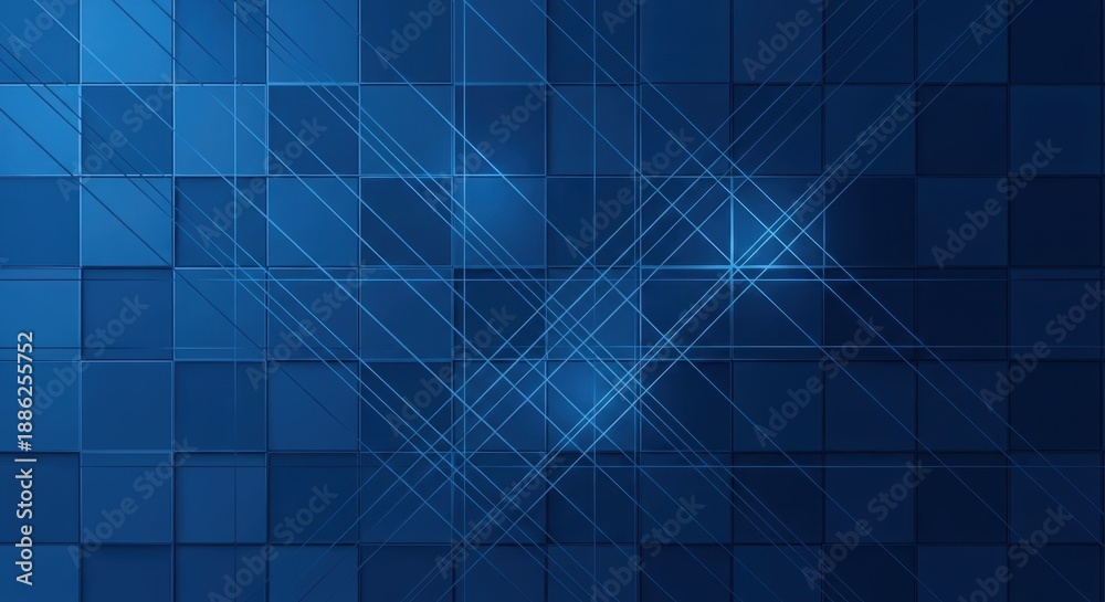Obraz premium Abstract Blue Grid with Geometric Lines - A Modern Technological Background.