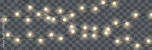 Christmas lights, glowing girls. New Year's holiday lights, holiday decorations. Element of winter holiday season. Vector garland isolated on PNG