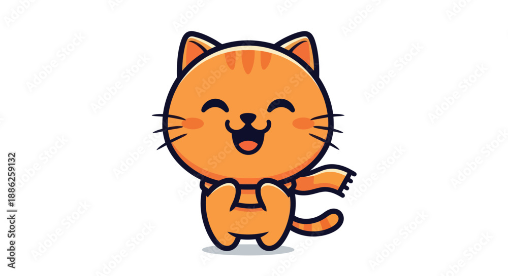 Fototapeta premium Cartoon cat illustration on white background