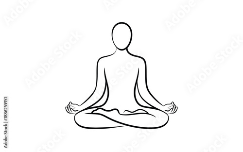 Minimalist Black Line Illustration of a Person Meditating in Lotus Pose