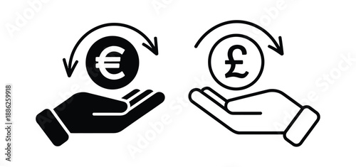 Refund and cashback icon, vector graphics showing financial exchange, money return symbols, and transaction arrows for payment, e-commerce, and retail design.