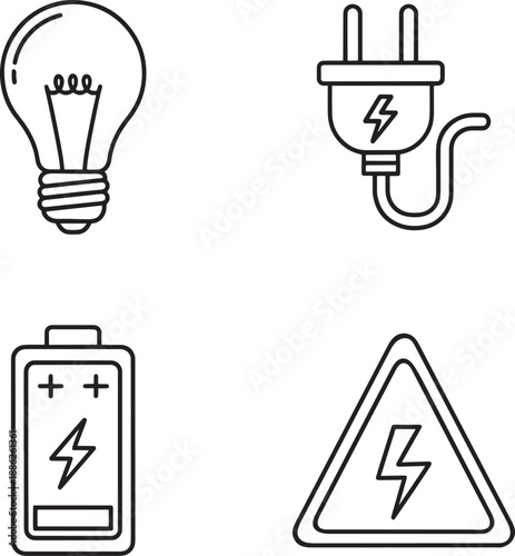 Electricity warning and power icons