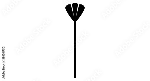 Elegant cocktail stirrer stick isolated on white background, featuring a sleek black silhouette with a unique fan-shaped top design