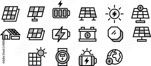 Collections Icon Set Solar Panel Vector Symbols for Mobile and Web Apps
