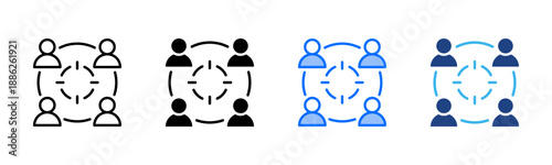 Unified Objectives icon set multiple style collection