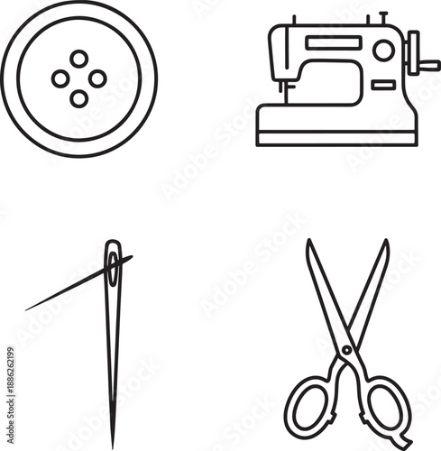 Sewing notions and tools illustration