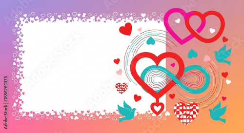 Colorful heart shapes on gradient background for love design