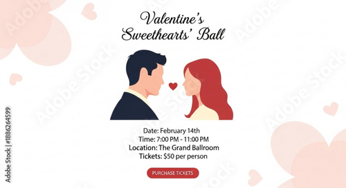 Valentine's day sweethearts' ball invitation with loving couple