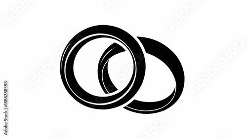 Two interlocking black rings symbolizing union and commitment.