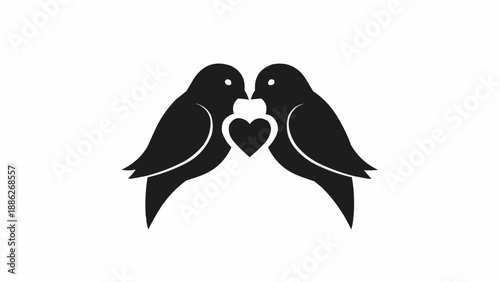 Two Silhouetted Birds Forming a Heart Shape.