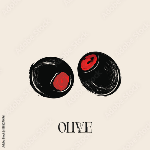 Modern Abstract Olive Fruit Geometric Art Print