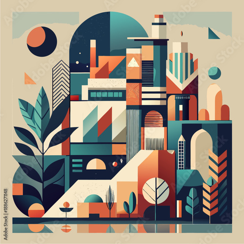 vector abstract artwork inspired by contemporary gallery art