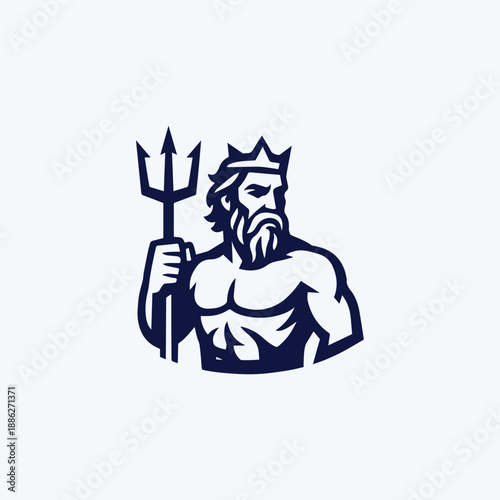 Minimalist Poseidon God Logo