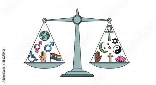 Scales of equality and diversity symbols balanced