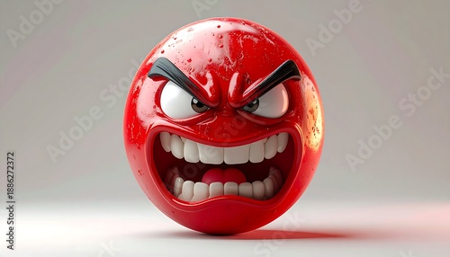 Intense Red Angry Emoji with Gritted Teeth and Furrowed Brows.