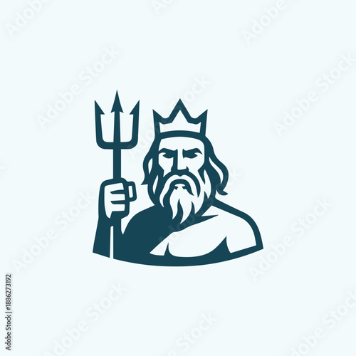 Minimalist Poseidon God Logo