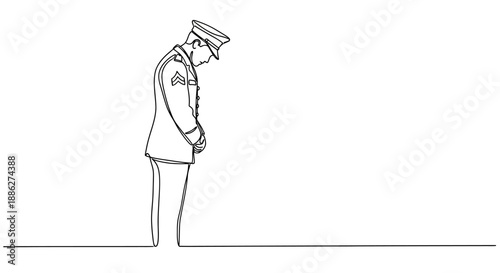 sad police officer standing alone