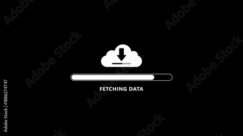 Cloud Data Download Progress Bar Animation Loading Fetching Information fetching data