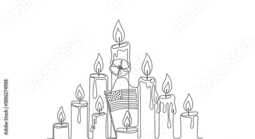 line drawing of candles on white background