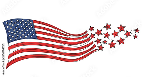 american flag with flying stars patriotic symbol