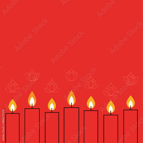 Waisak vector illustration with candlelight lined up